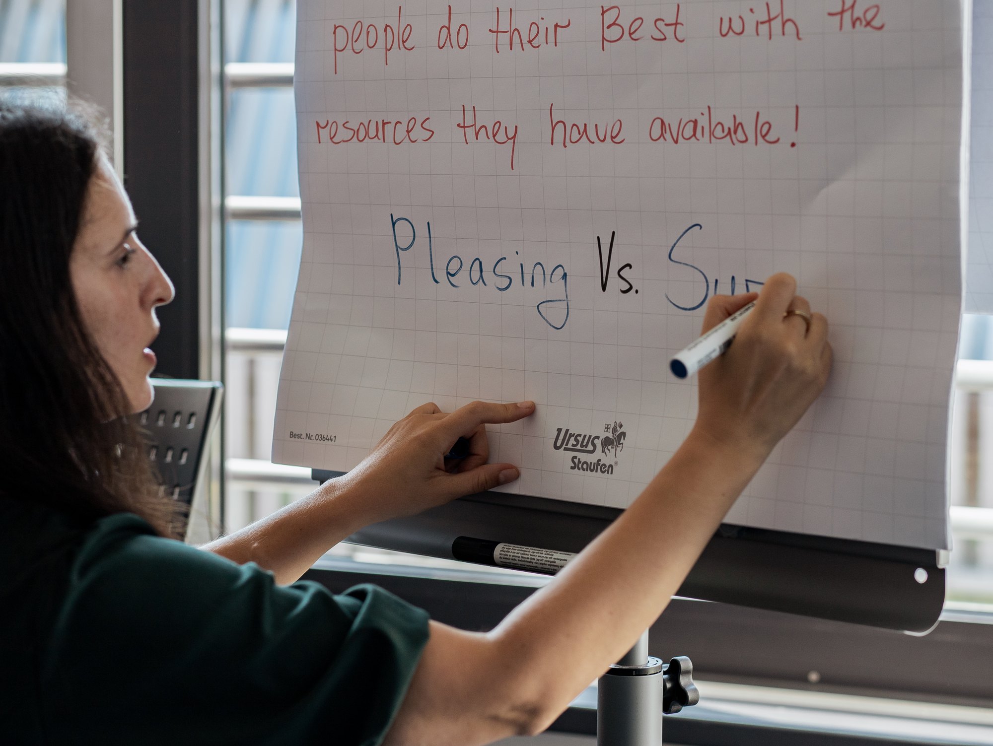 Flipchart written by participants in a leadership skills module
